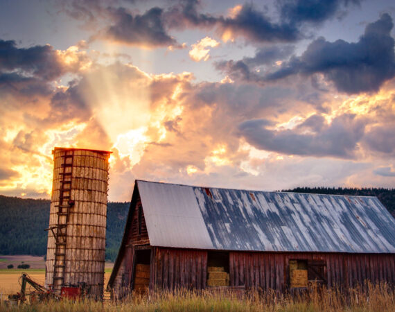 Barn in the country with amazing sky